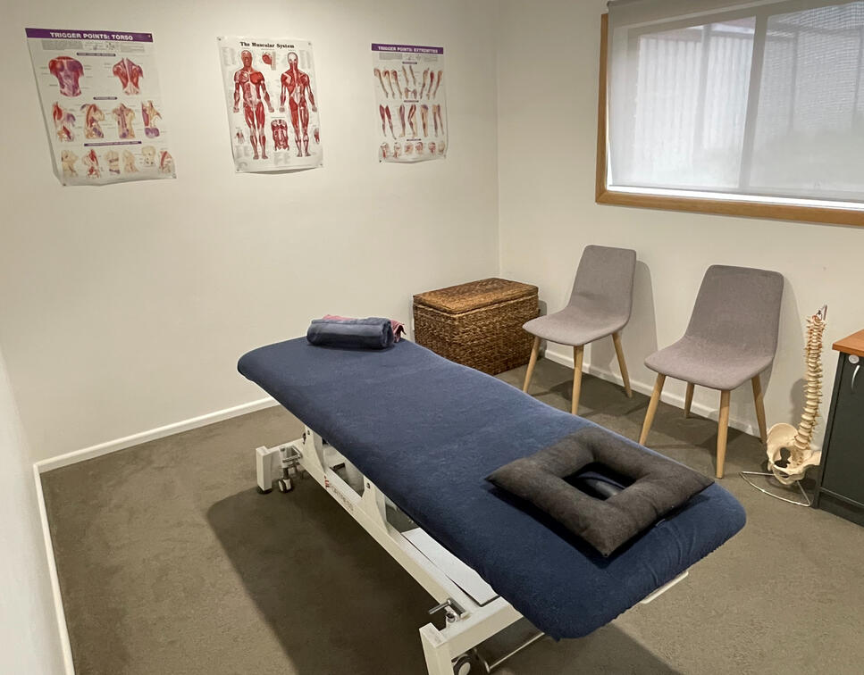 The treatment room at the Back In Tune home clinic in Kingscliff